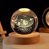 3D Solar System Crystal Ball, 2.4inch Decorative Quartz Glass Ball, Universe Laser Engraved Model Astronomy Sphere, Paperweight Crystal Display Sculpture Home Decor Crafts for Kids Friends