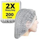 [200 Count] 2X Heavy Duty White Hair Nets For Food Service Workers, 21", Disposable Bouffant Caps Hair Nets for Women Work, Food Prep, Manufacturing and Workshop.