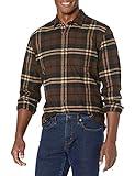 Amazon Essentials Men's Long-Sleeve Flannel Shirt (Available in Big & Tall), Dark Brown Plaid, X-Large