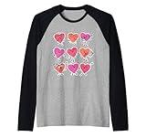 Paper Hearts Valentines Day Candy Party V-Day Gifts for 2023 Raglan Baseball Tee