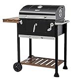 Royal Gourmet CD1824M 24-Inch Charcoal Grill, BBQ Smoker with Handle and Folding Table, Perfect for Outdoor Patio, Garden and Backyard Grilling, Black, Medium