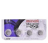 Maxell 377 SR626SW 1.55 Volt Silver Oxide Watch Batteries Factory Hologram (4 Batteries)
