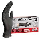 ForPro Disposable Nitrile Exam Gloves, Medical Grade, 4 Mil Extra Protection, Powder-Free, Latex-Free, Non-Sterile, Food Safe, Black, X-Large, 100-Count