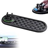 Multifunctional Vehicle-Mounted Anti-Slip Mat, Slip Mat Auto Universal Phone Holder, Rotatable Car Phone Holder Dashboard Mat, Large Storage for Phones, Glasses, Keys Temporary Parking Numbe (Black)