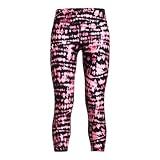 Under Armour Girls HeatGear Armour Printed Ankle Crop, (682) Fluo Pink/Black/White, Large