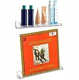 Cq acrylic 2 Pack Acrylic Clear Floating Bookshelf for Kids Room,15" Invisible Wall Mounted Hanging Book Shelves,U Modern Picture Ledge Display Vinyl Record Wall Shelf Storage,Clear