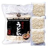 Unha’s Japanese Sanuki Fresh Udon Noodles, Jumbo Chewy Noodles, No Soup Included, Quick and Easy, 22 oz (200g × 3 Packs) Pack of 1