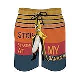 LOOVKMONS Funny Men's Swim Trunks Swimwear Beach Shorts with Pockets Bathing Suits for Men XX-Large - Stop Starring at My Banana