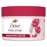 Dove Exfoliating Body Polish Crushed Cherries & Chia Milk Skin Care for Revitalized Skin Formulated with 1/4 Moisturizing Cream 10.5 oz