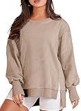 Eytino Plus Size Womens Sweatshirt Oversized Long Sleeve Crewneck Slit Sloucthy Fall Clothes 2024 Fashion Outfits,5X Gray