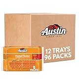 Austin Sandwich Crackers, Single Serve Snack Crackers, Office and Kids Snacks, Peanut Butter on Cheese (12 Trays, 96 Packs)