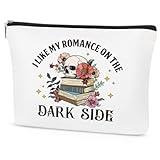 Papiailove Dark Romance Makeup Bag Gifts, Spicy Book Lovers Gifts Gothic Skeleton Cosmetic Bag for Women, Dark Romance Merch Skull Bag Goth Purse for Bookworm Adult I Like My Romance On The Dark Side