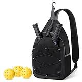 SPOENGRU Pickleball Paddle Bag - Small Adjustable Sling Bag with Fence Hook & Water Bottle Holder