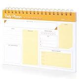 waliwalili Daily To Do List Notepad with 60 sheets, To Do List Notebook for Work Undated Spiral Planner with Checklist and Schedule, Suitable for Office, Home and School Supplies (Orange)