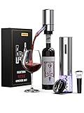 Rechargeable Electric Wine Gift Set - Aerator, Vacuum Stoppers, Foil Cutter and Bottle Opener for Home Bar and Outdoor Parties