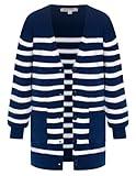 GRACE KARIN Girls Cardigan Sweater Long Sleeve Back to School Uniforms Knit Blue Outerwear with Pockets 7-8 Years