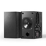 Elimavi 30W X 2 Powered Bookshelf Speakers - 3.5-RCA Input for Turntable, TV, PC, Record Player Speakers with 4 Inch Woofer & Wall Mounted