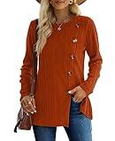 Long Sleeve Shirts for Women Winter Sweaters Casual Tops Fall Clothes Caramel M