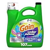 Gain + Odor Defense Liquid Laundry Detergent Super Fresh Blast Scent, HE Compatible, 107 Loads 154 fl oz, Gain Laundry Detergent, Liquid Laundry Detergent