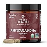 TRIBE ORGANICS Ashwagandha KSM 66 Pure Organic Root Powder Extract Ayurvedic Supplement - Focus, Mood Support, Increase Energy, Strength, 600mg of Natural KSM66 for Superior Absorption - 120 Capsules