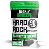 Rockin' Green Hard Rock Laundry Detergent for Hard Water (90 Loads), Plant based, Natural Laundry Detergent Powder, Biodegradable Odor Fighter, Safe for Sensitive Skin, 45 oz (Unscented)