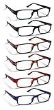 Boost Eyewear 6 Pack Reading Glasses in Black, Tortoise, Blue, Red for Men/Women, Spring Hinges, Assorted Colors (+2.50)