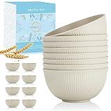 Wrova Wheat Straw Bowl Sets of 8,Unbreakable Cereal Bowl 26 OZ,Microwave and Dishwasher Safe Bowls,Kids Bowl suitable for Cereal,Salad,Snack and Soup. Winter-Snow Series