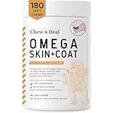 Salmon Oil for Dogs - 180 Soft Chew Omega Treats for Skin and Coat - Fish Oil Blend of Essential Fatty Acids, Omega 3 and 6, Vitamins, Antioxidants and Minerals - Made in USA