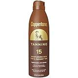 Coppertone Tanning Sunscreen Spray with Broad Spectrum SPF 15, Water Resistant Spray Sunscreen, Lightweight and Non-Greasy, 5.5 Oz
