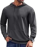 COOFANDY Men's Workout Hoodie Lightweight Gym Athletic Sweatshirt Fashion Pullover Hooded shirts Grey Large