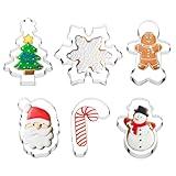 STARSIDE Christmas Cookie Cutters,6 pcs Cookie Cutters Christmas Shapes, Metal Winter Holiday Cookie Cutter Set-Gingerbread Man,Snowman,Christmas Tree