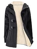 Gihuo Winter Jackets for Women Sherpa Lined Jacket Women Duffle Toggle Coat Hooded Fleece Jacket(DarkGrey-M)