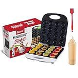 Mercucci Mini Donut Maker - Non Stick Donut Maker Machine from Home with Squeeze Bottle for Batter & Recipie Book, Double Sided Heating Mini Donut Maker Machine, 16 Mini Donuts For Home Baking