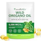 Organic Oil of Oregano Capsules with Black Seed Oil, 6000mg Oregano Oil & 200mg Black Seed Oil per Serving, Immune Support, Non-GMO, Gluten Free, 120 Softgels