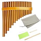 15 Pipes Brown Pan Flute G Key Chinese Traditional Musical Instrument Pan Pipes Woodwind Instrument (Right-Hand)