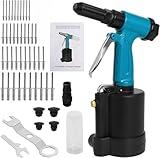 Wadoy Professional Air Rivet Gun Kit-Heavy Duty Pneumatic Pop Riveter with 4 Nosepieces (3/32", 1/8", 5/32", 3/16") & Hydraulic Riveting System, Industrial Air Rivet Gun for Manufacturing, Metal Work