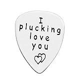 Silver Guitar Pick Boyfriend Gifts I Plucking Love You Guitar Pick Anniversary Present for Him Men Musical Guitar Player Jewelry Gift for Husband Boyfriend Fiance Dad Valentine Christmas Birthday Gift