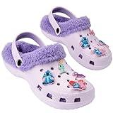 Disney Stitch Girls Clogs - Fleece Lined Clogs - Stitch Gifts (Pink/Purple Stitch, 4/5 US)