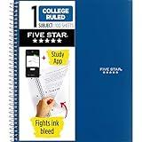 Five Star Spiral Notebook + Study App, 1 Subject, College Ruled Paper, 8-1/2" x 11", 100 Sheets, Fights Ink Bleed, Water Resistant Cover, Pacific Blue (72565)