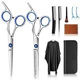 Hair Cutting Scissors Kits, 10 Pcs Stainless Steel Hairdressing Shears Set Professional Thinning Scissors For Barber/Salon/Home/Men/Women/Kids/Adults Shear Sets