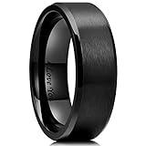 King Will BASIC 8mm Stainless Steel Ring Black Plated Matte Finish&Polished Beveled Edge with Laser Etched I Love You(12)