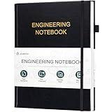 JUBTIC Engineering Notebook for Project Organization - Engineering Graph Paper Notebook Lab Notebook Composition Notebook - Stay Organized and Productive - (8.5" x 11",Black)