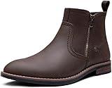 Jousen Mens Chukka Boots Side Zipper Causal Pull On Dress Boots For Men (AMY8401A darkbrown 10)
