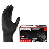 GLOVEWORKS Black Disposable Nitrile Industrial Gloves, 5 Mil, Latex & Powder-Free, Food-Safe, Textured, Large, Box of 100