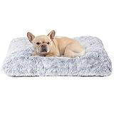 EHEYCIGA Fluffy Dog Crate Bed for Medium Dogs, Plush Faux Fur Crate Pad, Calming Anti Anxiety Medium Dog Bed, Washable Soft Warm Crate Mat with Non-Slip Bottom