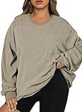 Eytino Women Plus Size Crewneck Long Sleeve Sweatshirts Oversized Casual Thin Pullover Tops Shirts,5X Green