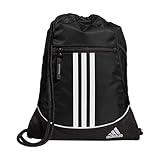 adidas Alliance Sackpack (12L) Lightweight Athletic Small Drawstring Team Sports Workout Bag, Black, One Size