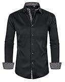 Alimens & Gentle Men's Dress Shirts Long Sleeve Wrinkle-Free Business Casual Button Down Shirt Black