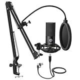 FIFINE Studio Condenser USB Microphone Computer PC Microphone Kit with Adjustable Boom Arm Stand Shock Mount for Instruments Voice Overs Recording Podcasting YouTube Vocal Gaming Streaming-T669
