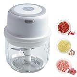 Electric Garlic Chopper Portable Small Food Processor, 300ML Onion Chopper, Glass Containers Garlic Mincer, One-Touch Press Veggie Chopper, Food Chopper For Ginger, Chili, Fruit, Meat, Spices, Beans